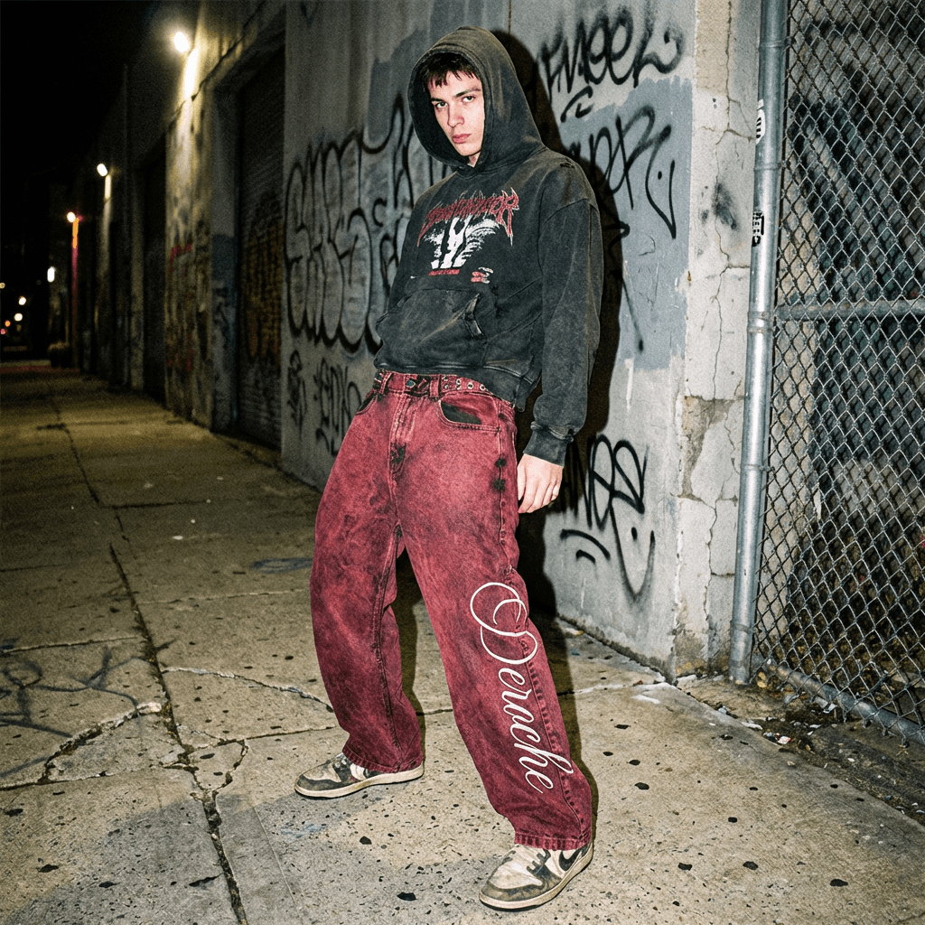 VOID RED BAGGY JEANS view 2
